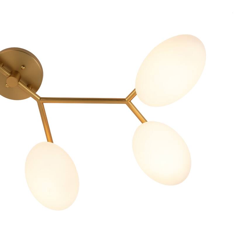 Modern 6-Light Opal Glass Globe Branch Sputnik Ceiling Light