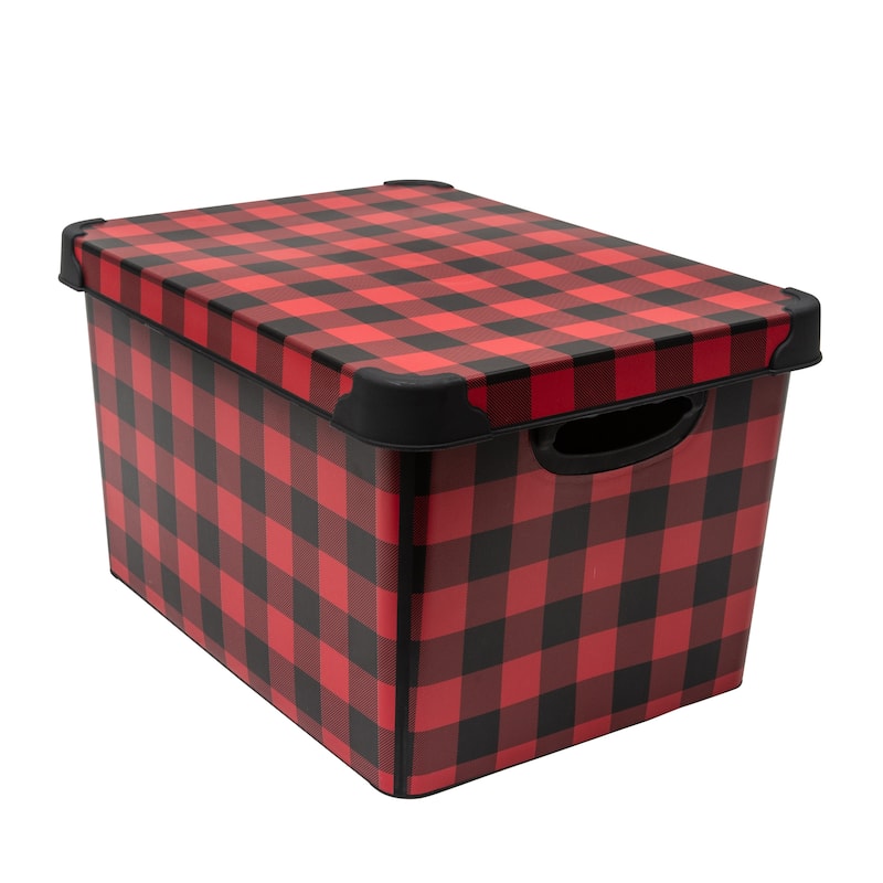 Simplify Checkered Storage Tote Bin - Red