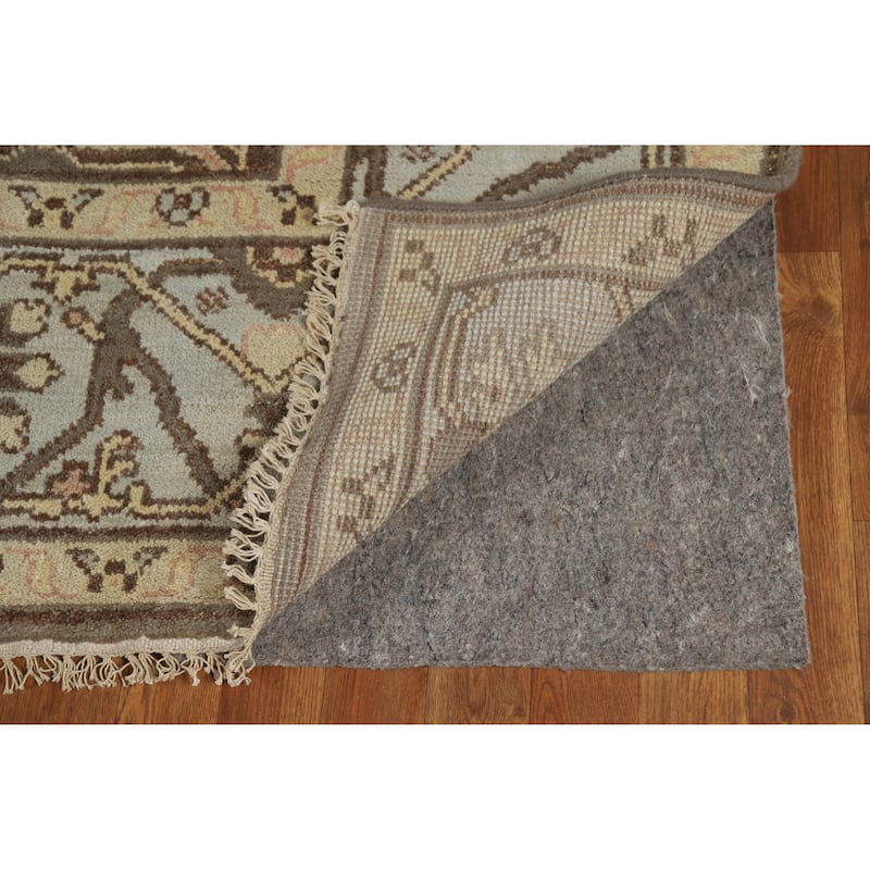 Earth Tone Oushak Indian Area Rug Hand-Knotted Brown Wool Carpet - 8'1" x 10'0"
