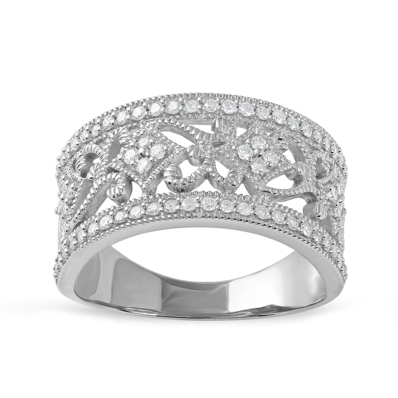 1/3ct TDW Diamond Vintage Inspired Ring in Silver for Women