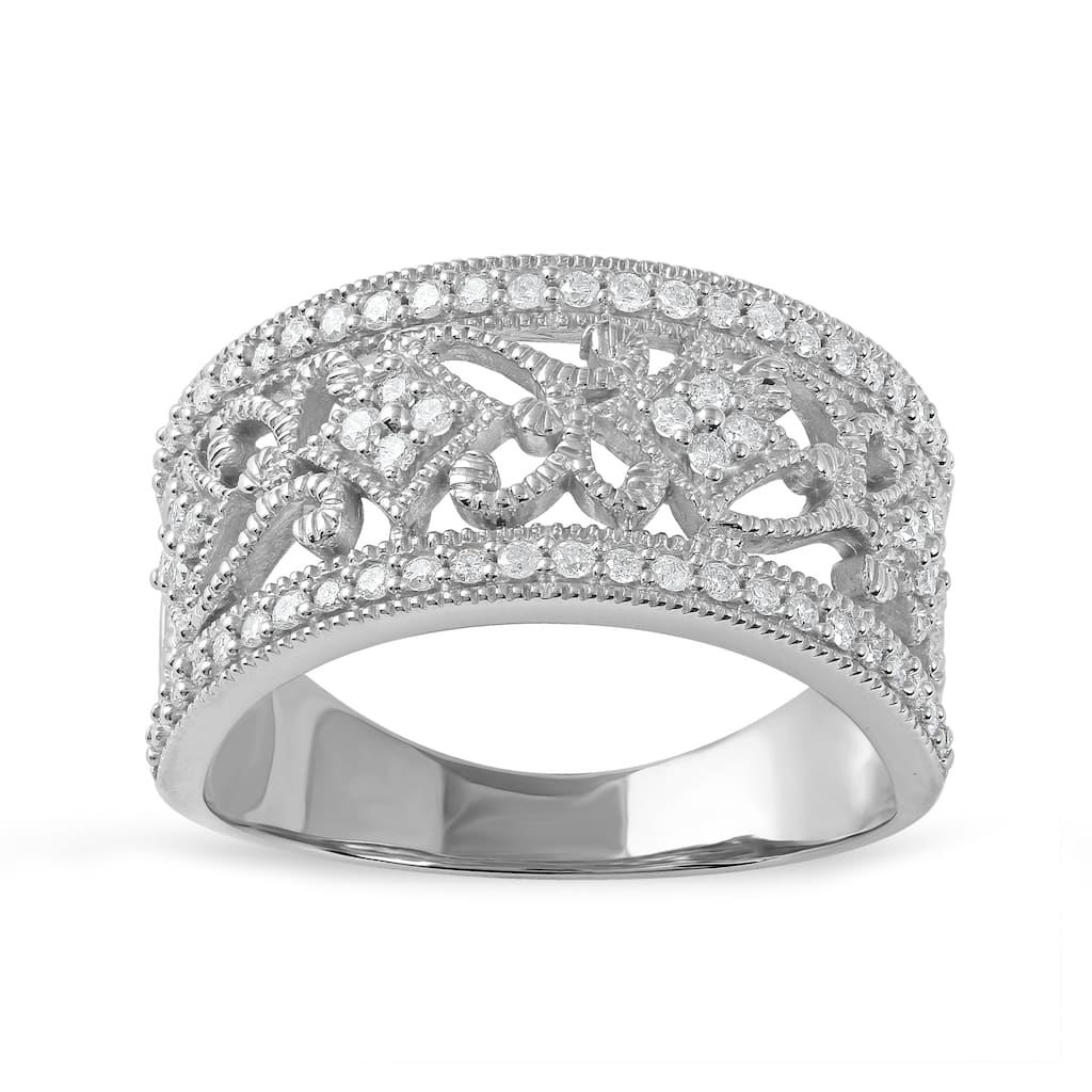 1/3ct TDW Diamond Vintage Inspired Ring in Silver for Women