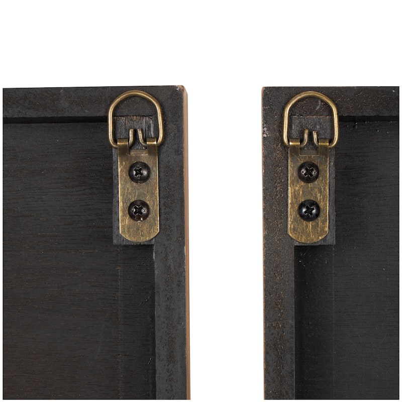 Brown Wooden Handmade Carved Two-Toned Geometric Home Wall Decor (Set of 2)
