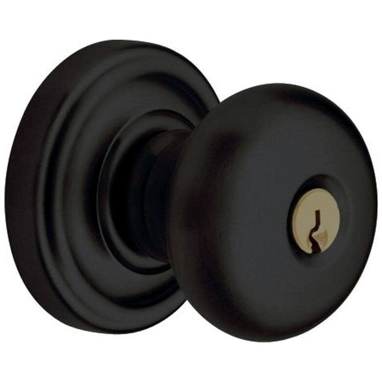 Baldwin Classic Style Keyed Entry Door Knob Set with Classic Rosette - Satin Black