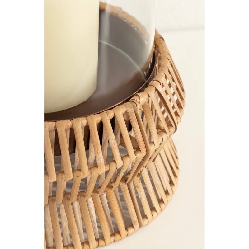 Kate and Laurel Rashana Rattan Pillar Candle Holder - 8x8x11