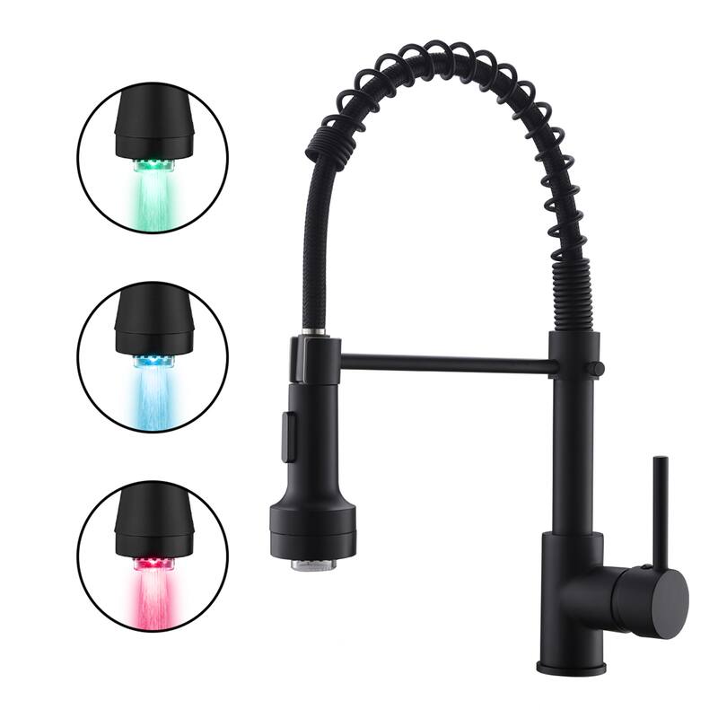 LED Commercial Single Handle Kitchen Faucet with Pull Down Sprayer