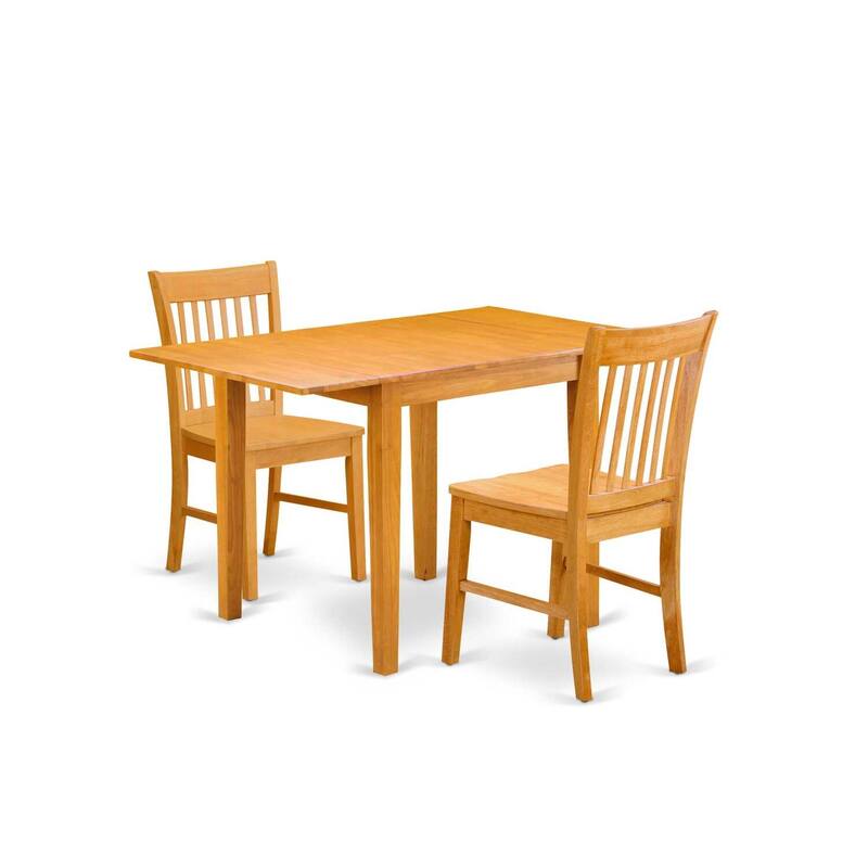 HomeStock 3-Pc Natural Brown Oak Finish Solid Wood Top Dining Table Set