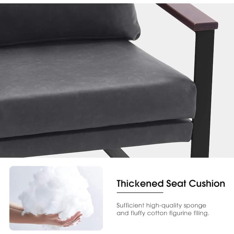 MCombo set of 2 Modern Accent Chair with Upholstered Cushion, Faux Leather HQ304