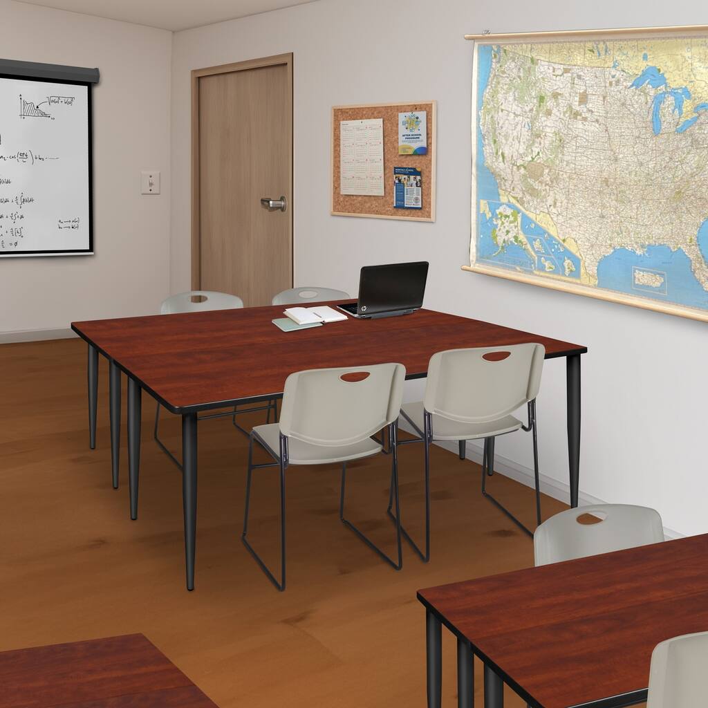 72 x 24 in. Training Seminar Table- Cherry Top, Black Tapered Legs