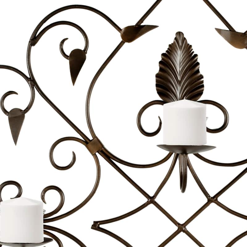SAFAVIEH Lighting Alkinoi Metal Work Candle Holder Wall Sconce - 27.5"x4.7"x32.3" - 28Wx5Dx32H