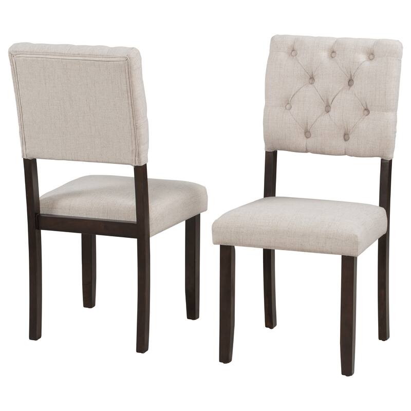 6 Piece Dining Table Set, Wooden Kitchen Table and Chairs Set with Rectangular Table, 4 Upholstered Chairs and Bench