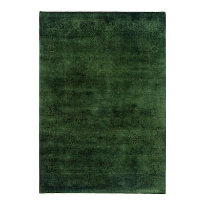Fine Vibrance One-of-a-Kind Hand-Knotted Area Rug - Green, 5' 2" x 7' 4" - 5' 2" x 7' 4"