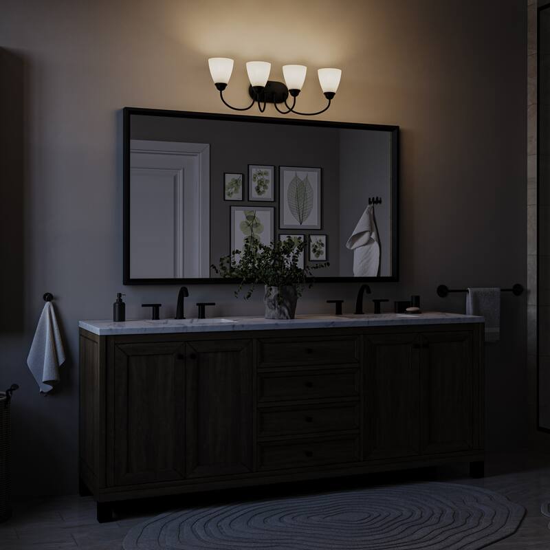 Kichler Lighting Jolie 4-Light Vanity Light with Satin Etched Glass in Black