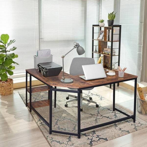 Veikous 535inch Industrial L Shaped Computer Writing Desk Bed Bath