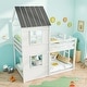 preview thumbnail 4 of 8, Costway House Bunk Bed Twin Over Twin with Built in Ladder Window & - See Details