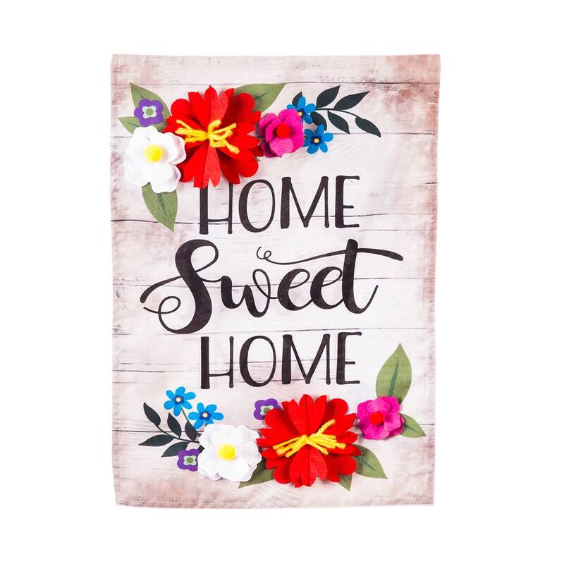 12.5 in. x 18 in. Floral Home Sweet Home Linen Garden Flag