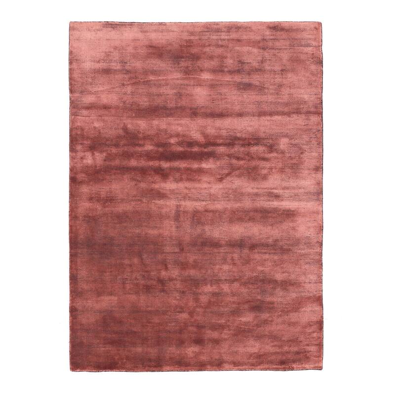 ECARPETGALLERY Hand Loomed Shimmer Dark Coral Viscose Rug - 5'3 x 7'4