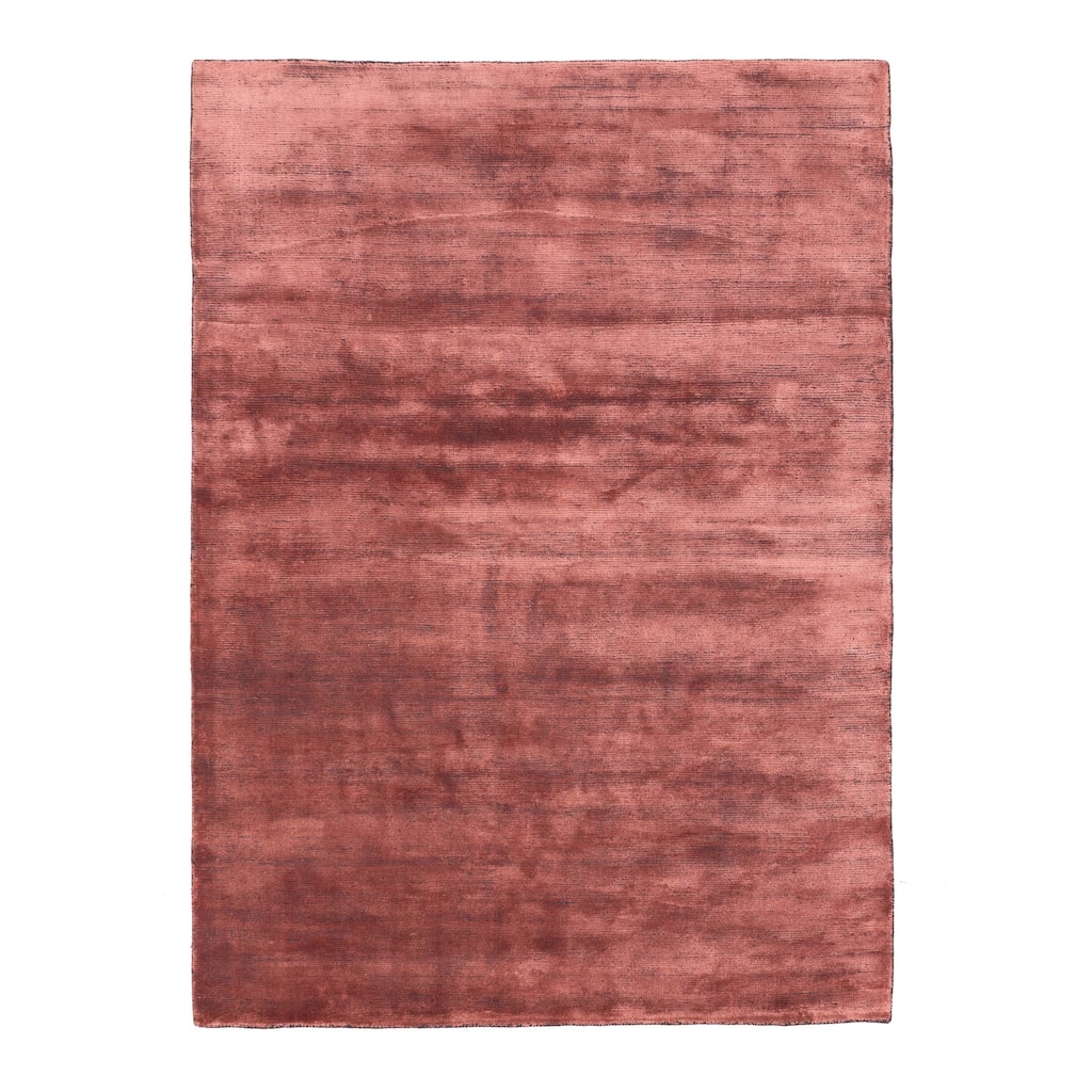ECARPETGALLERY Hand Loomed Shimmer Dark Coral Viscose Rug - 5'3 x 7'4