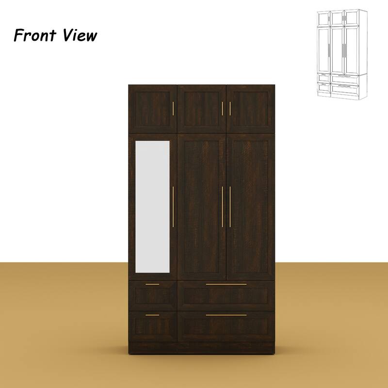 Modern White Wardrobe Closet with Mirror - Multi-Functional Bedroom Storage Cabinet