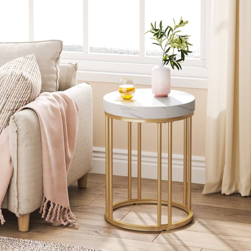 Round Side Table End Table, Modern Nightstand for Living Room Bedroom