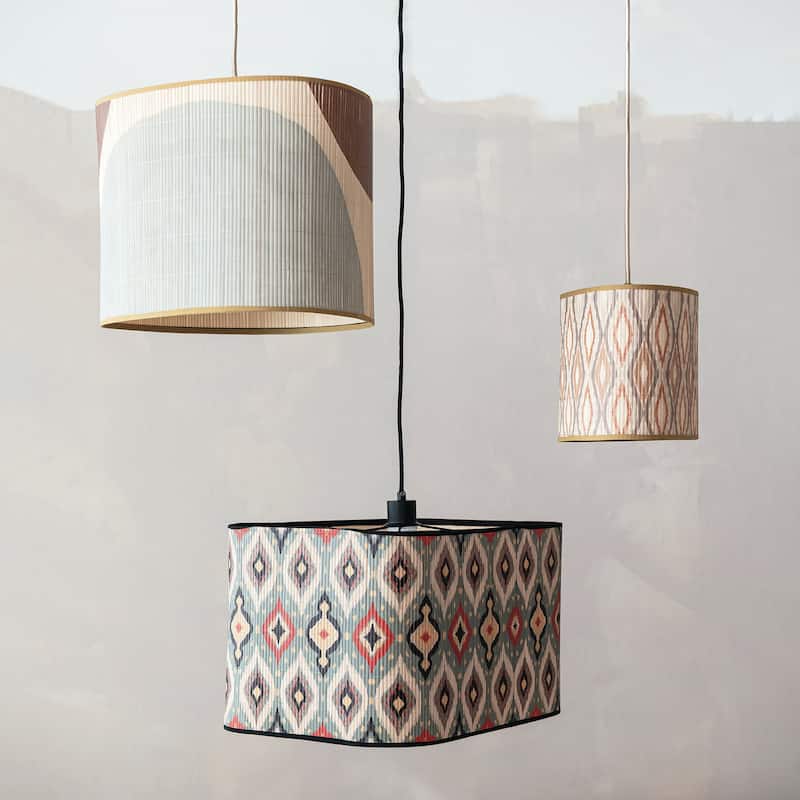 Bamboo Pendant Lamp with Printed Pattern
