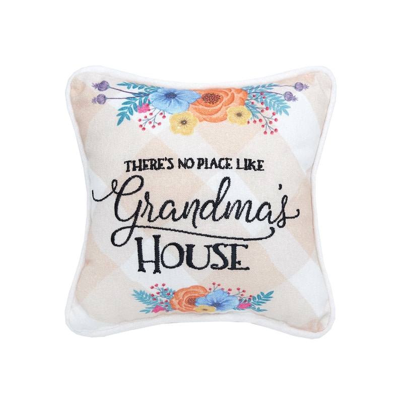 8" x 8" Grandma House Printed and Embroidered Throw Pillow