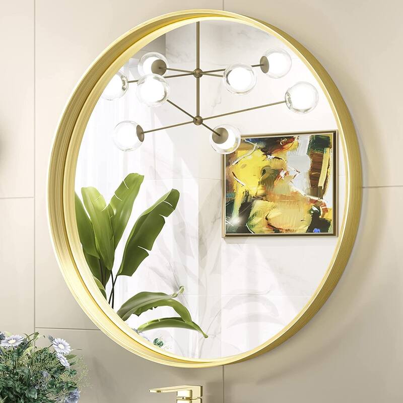 TETOTE Round Metal Frame Mirror Wall Mounted Bathroom Vanity Mirror