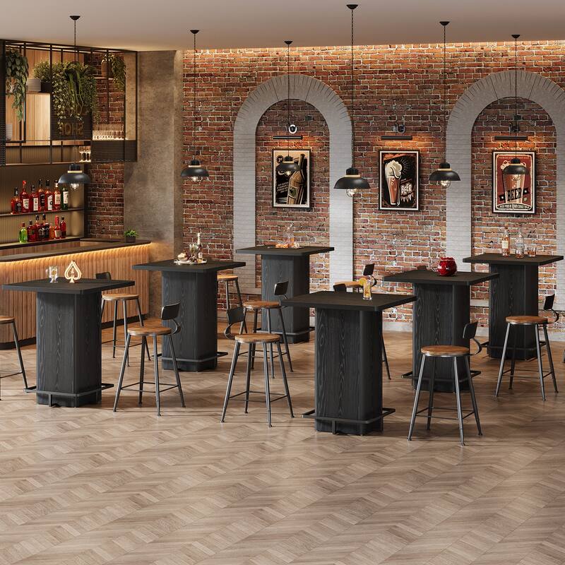 High Wood Bar Table, Bistro Pub Table, Dining Coffee Cocktail Living Room Accent Pub Desk