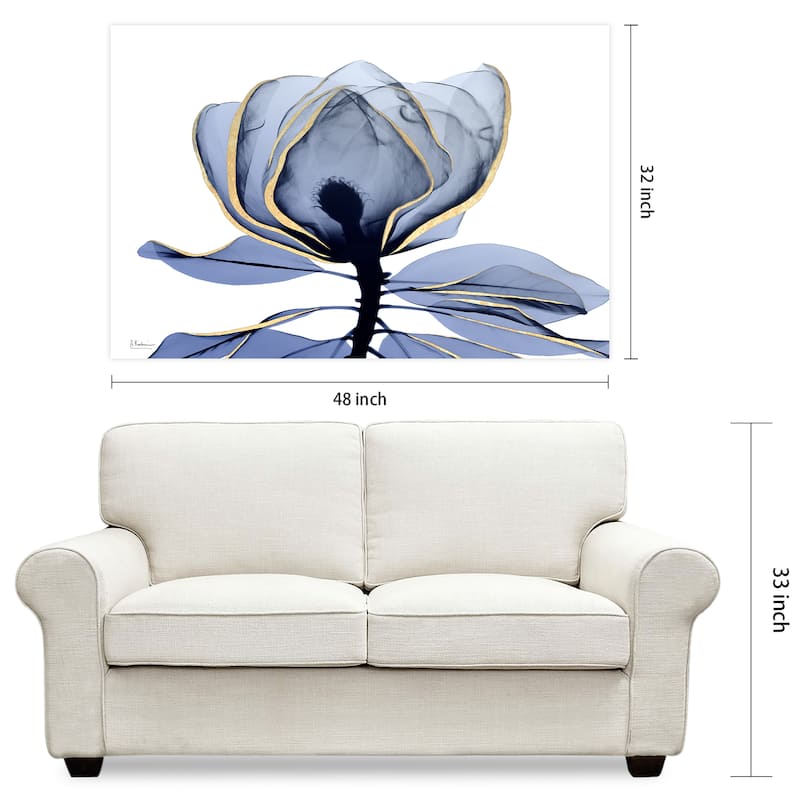"Golden Midnight 1" Frameless Free Floating Tempered Glass Panel Graphic Wall Art