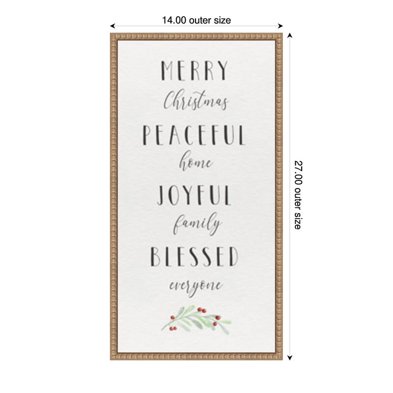 Cozy Christmas Panel I by Hartworks Studio (14 x 27 in.), Framed Canvas Wall Art Print - Sylvie Beaded Rustic Natural