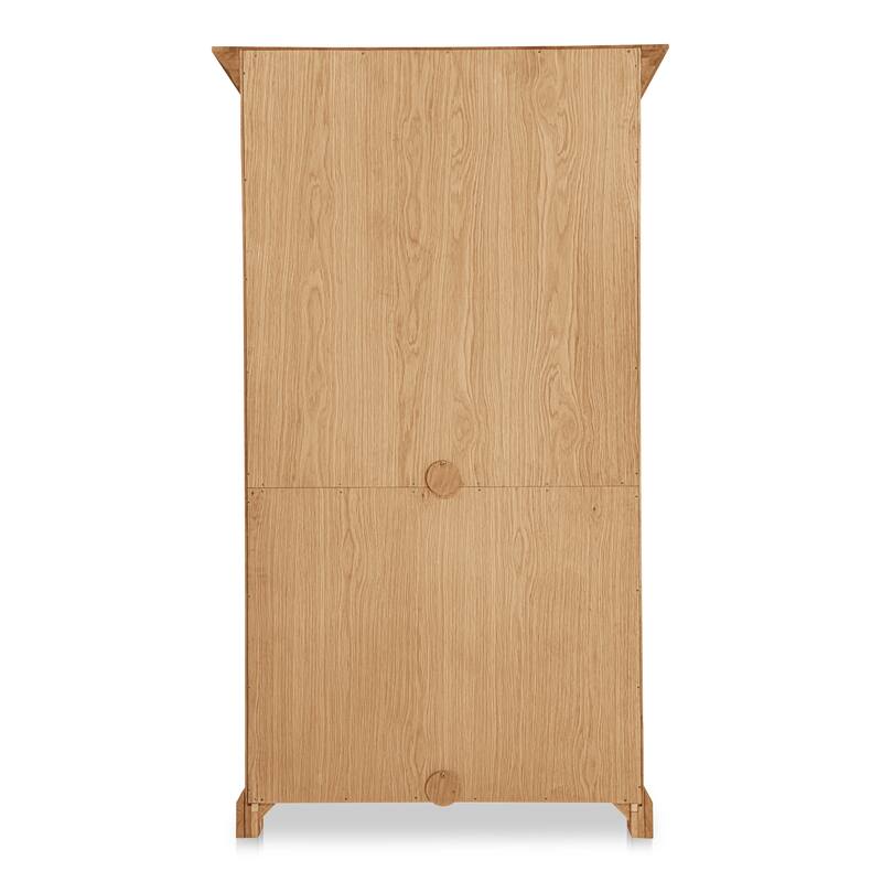 NADAAL STUDIOS Virelle Tall Cabinet, Glass Front with Molding Detail and Solid Oak Frame, Natural