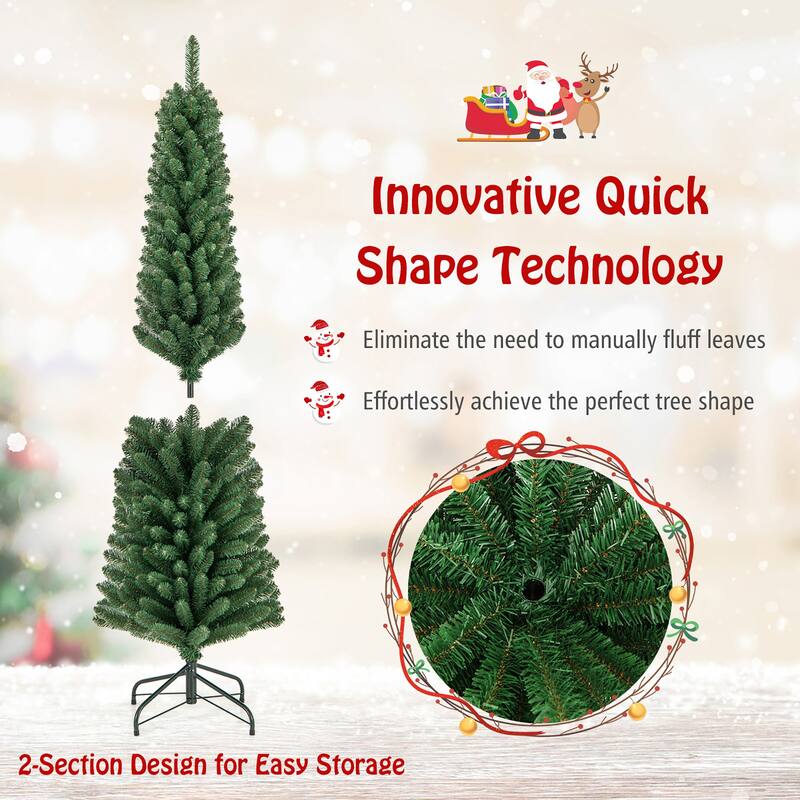 Gymax 5/6 FT Pencil Christmas Tree Artificial Xmas Tree w/ 295/392 - See Details