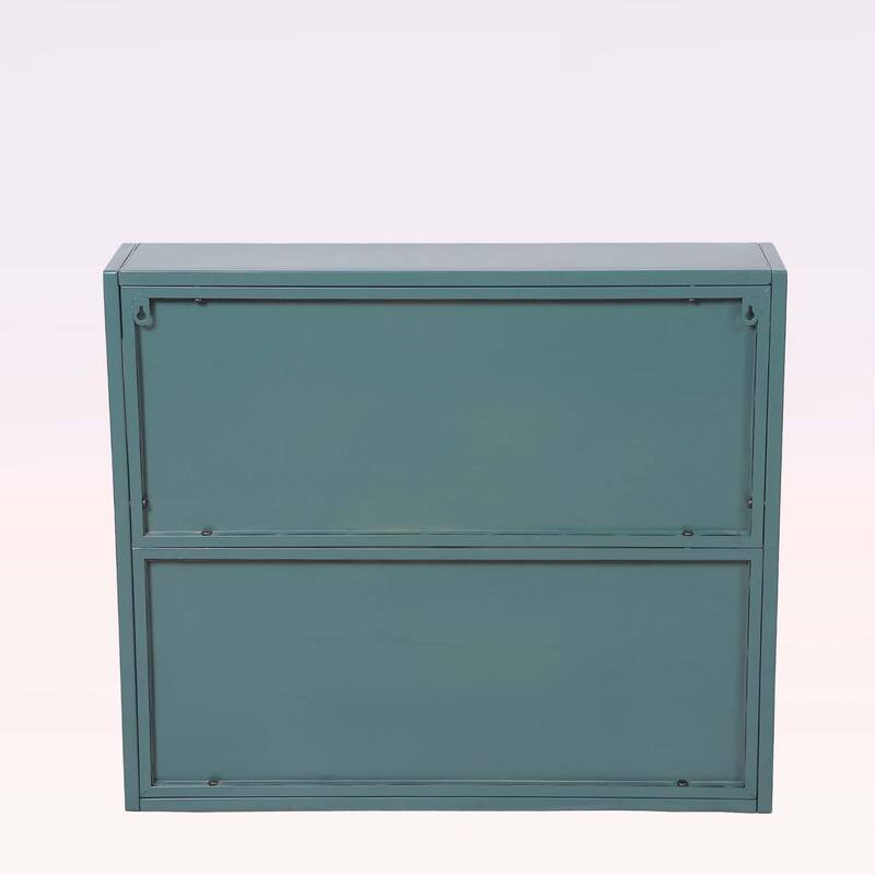 2-Door Wall-Mounted Metal Storage Cabinet with Tempered Glass Doors & Shelves for Bathroom,Kitchen,Living Room & Office