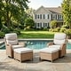 preview thumbnail 174 of 199, Outdoor Patio Sofa Swivel Chair with 6-Inch Thick Cushions Set 4PCS Swivel Chair w/ Ottoman - Yellow Wicker Beige Cushion