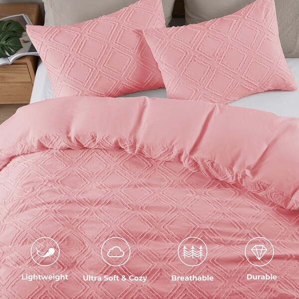 Tufted Clipped Jacquard Geometric Oversized Duvet Cover