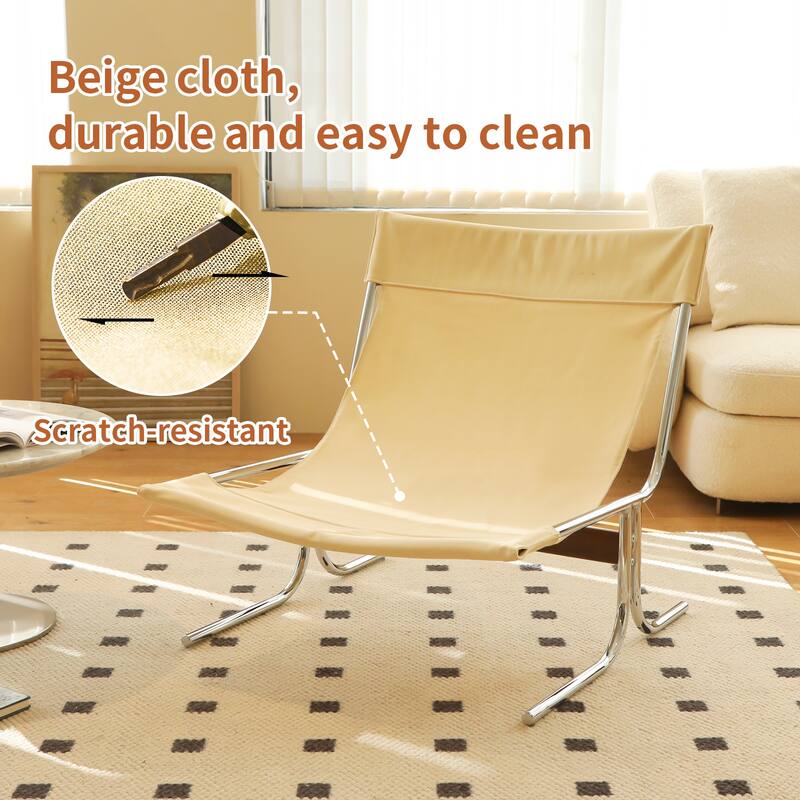 Modern Upholstered Accent Chair with Chrome Metal Frame for Living Room & Office