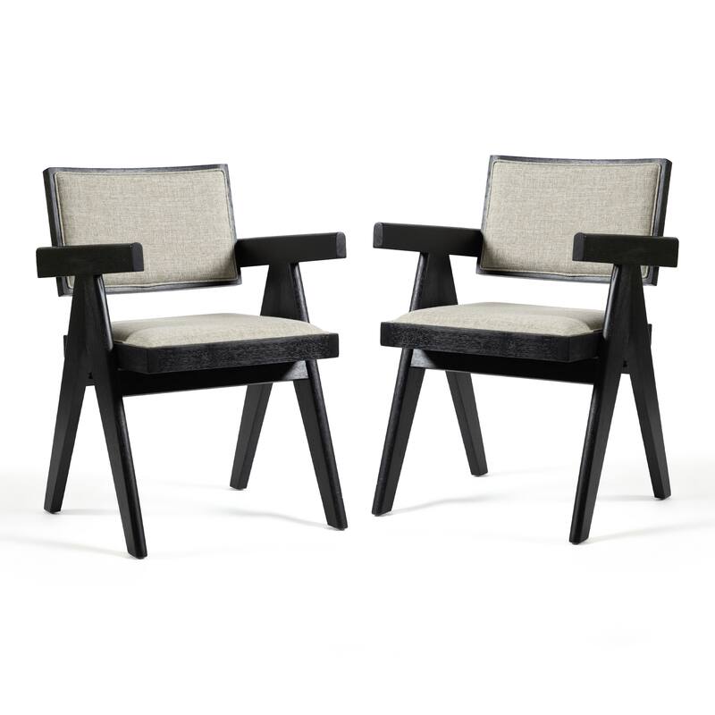 Furniture of America Evrena Modern Black Solid Wood Arm Chair (Set of 2)