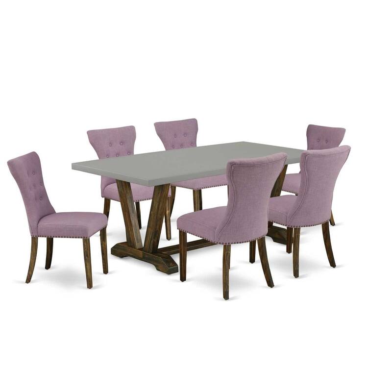 Modern Dining Table Set - 7 Piece Kitchen Table with 6 Parsons Chairs - Hardwood Table & Chair Set