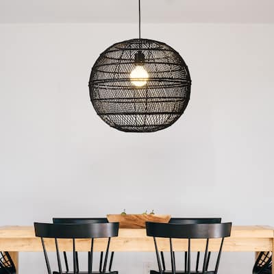 Hand-woven Rattan Pendant Light for - W17.9' X H 16.14' - N/A