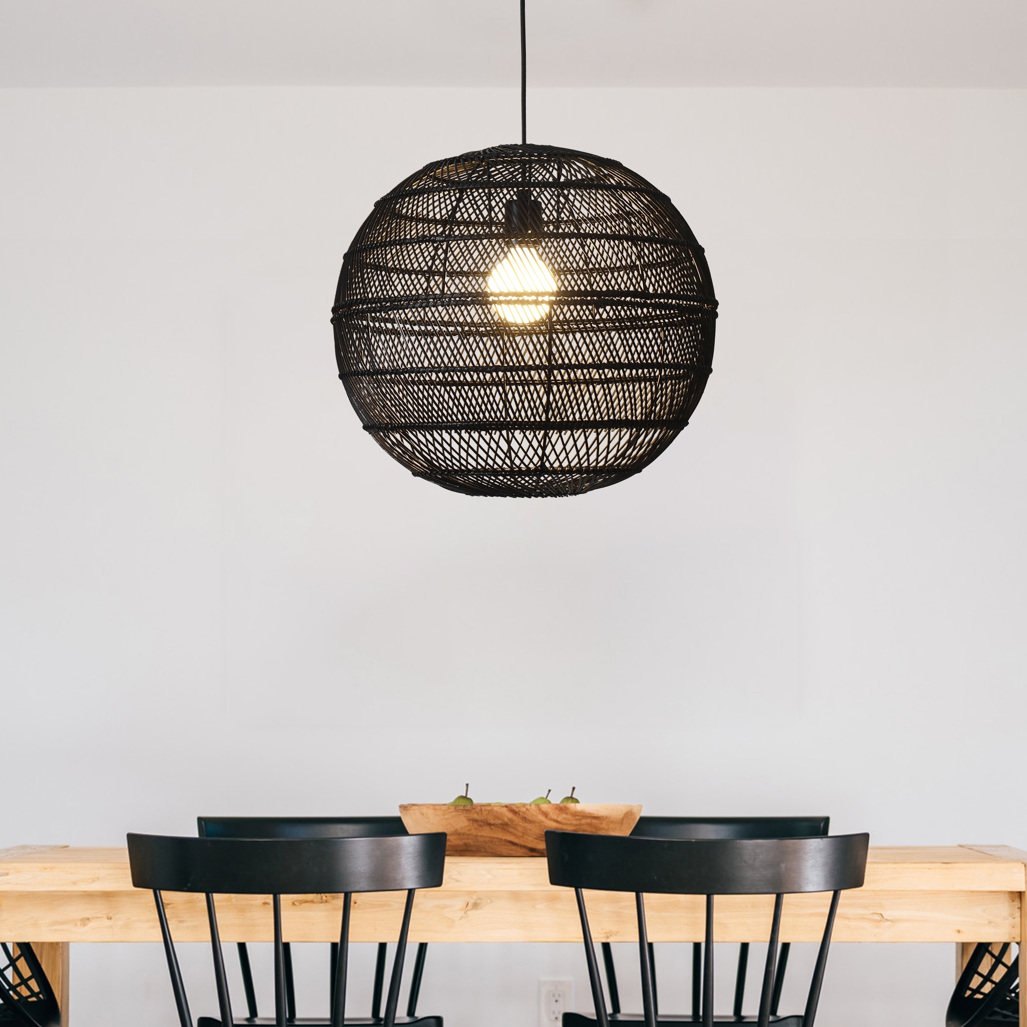Hand-woven Rattan Pendant Light for - W17.9" x H 16.14"