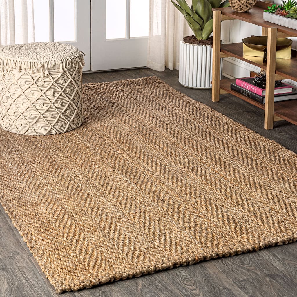 JONATHAN Y Estera Hand Woven Herringbone Chunky Jute Area Rug
