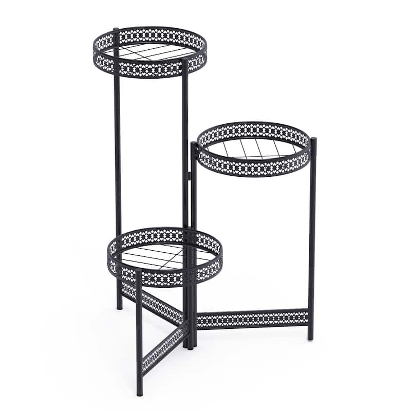 3 Potted Metal Plant Stand Foldable Planter Flower Holder