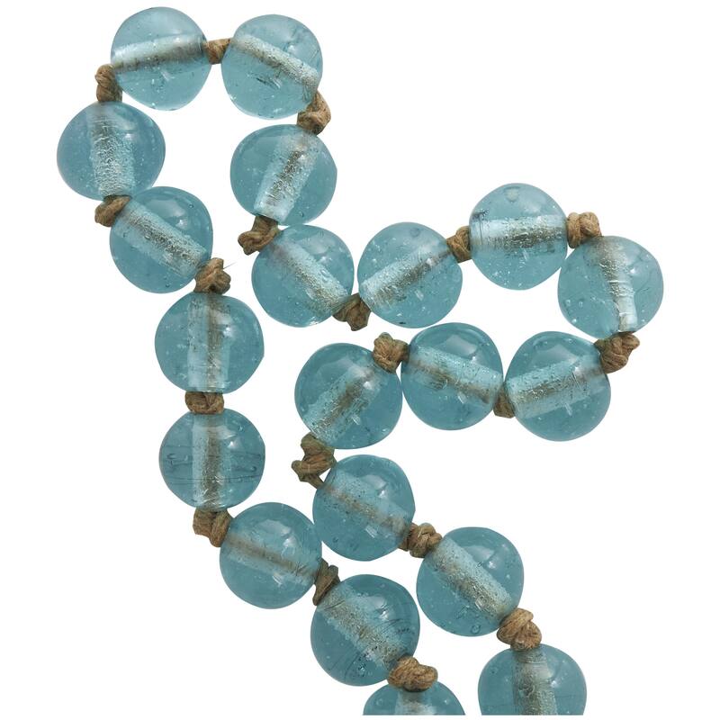 Glass Handmade Round Beaded Garland with Tassel with Knotted Brown Jute - Roche River Decor