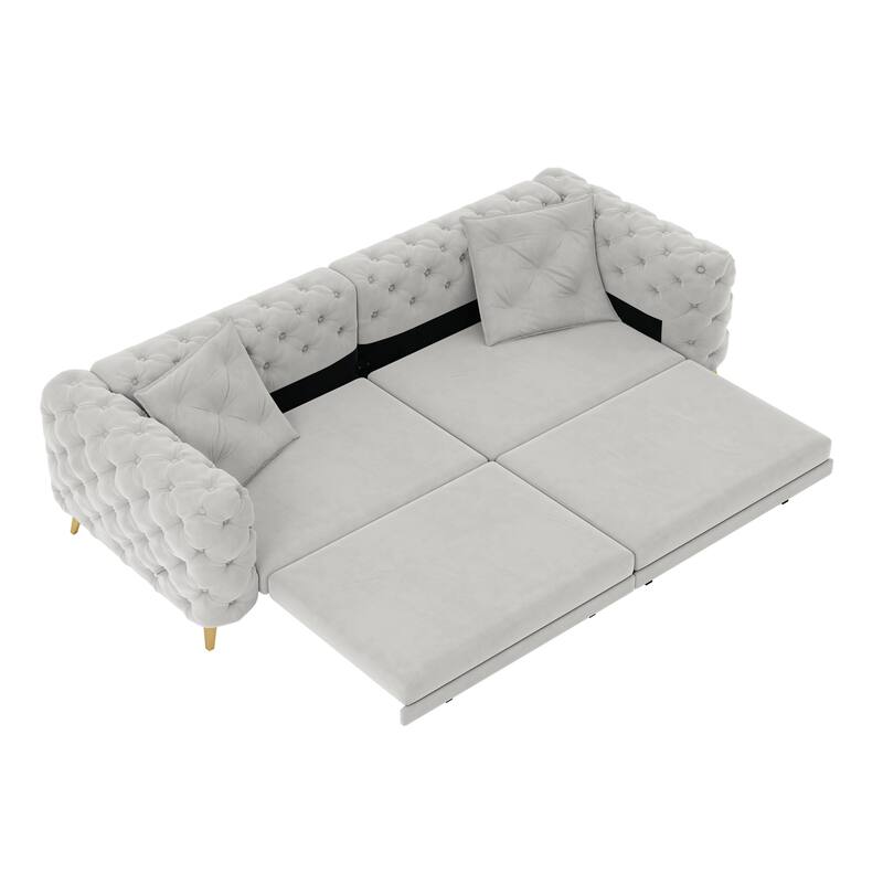 GDFStudio - Velvet 97.7" 3-in-1 Convertible Sleeper Sofa with Pull-Out Bed