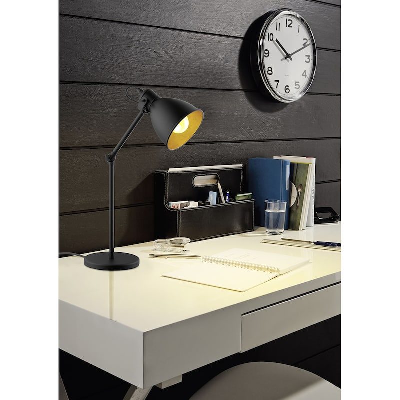 Eglo Priddy 2 Black 1-Light Floor Lamp with Black Exterior Gold Interior
