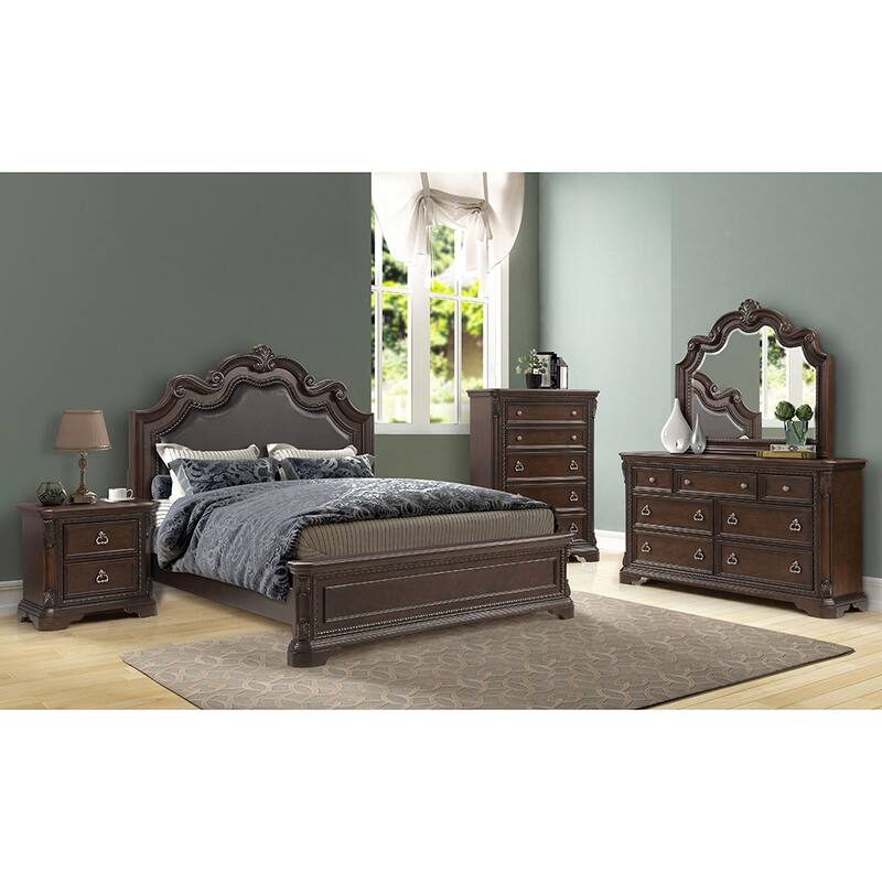 Elegant Mahogany 2-Drawer Nightstand with Custom Hardware, Ash Veneer Finish