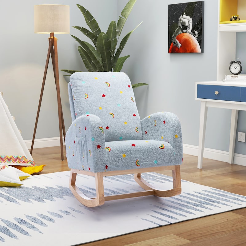 Nursery Rocking Chair High Back Accent Rocker for Living Room