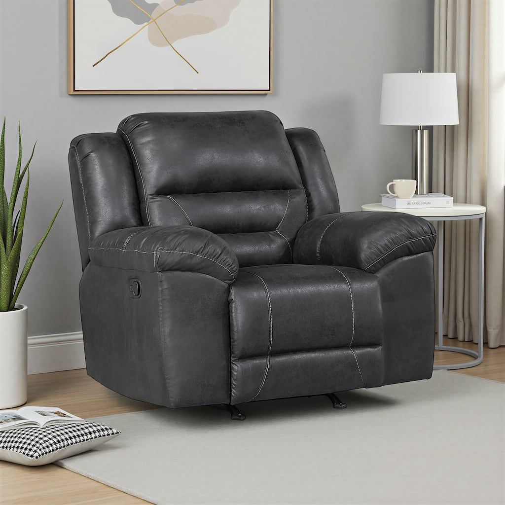 Alonzo 46" Polished Microfiber Rocker Manual Reclining Chair