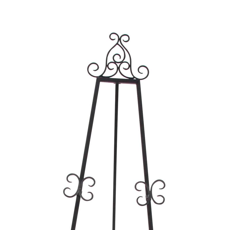 Metal Scroll Large Adjustable 3 Tier Display Easel with Chain Support - Black - Roche River Decor
