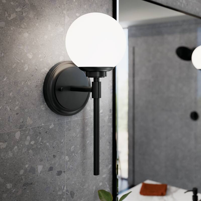 Benno 1-Light Wall Sconce with Opal Glass Shade