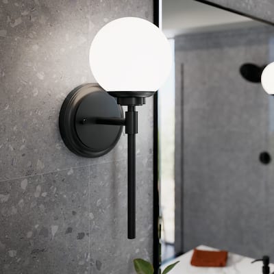 Benno 1-Light Wall Sconce with Opal Glass Shade